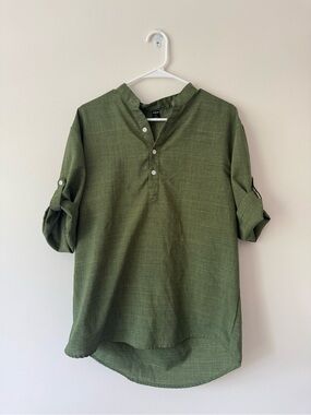 Mens Olive Green Henley Shirt